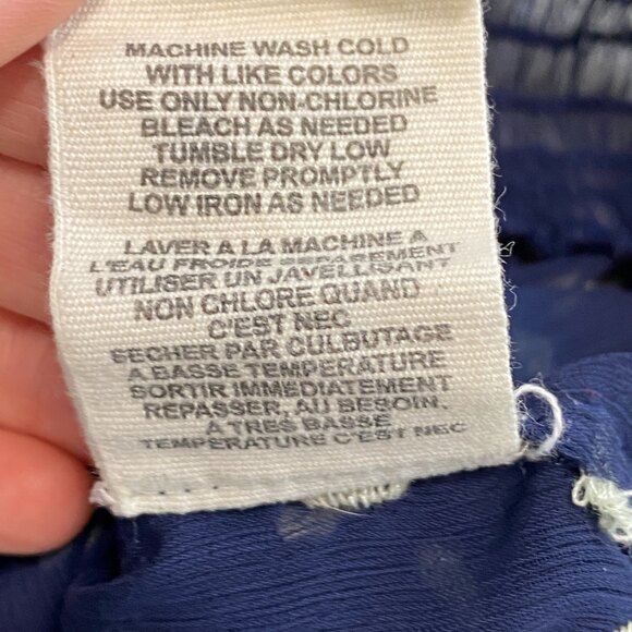 Free People Navy White Polka Dot Sheer Boho Blouse sz M - Picture 4 of 9